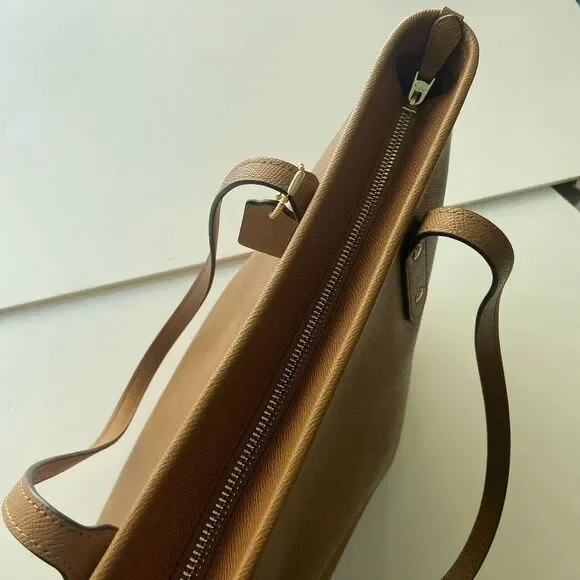 COACH City Zip Tote Saddle Light Brown Crossgrain Leather Bag Gold F58846 - Picture 12 of 13